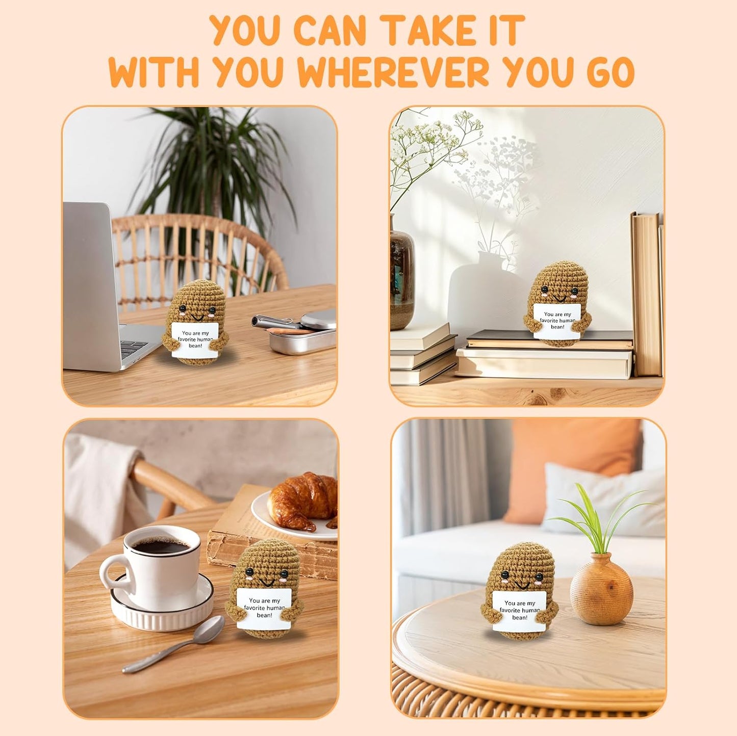 Funny Handmade Coffee Bean Gift-Unique Cute Presents for Women & Men,Emotional Cheer Support,Birthday Gifts for Her/Him,Friends,Coworkers,Family