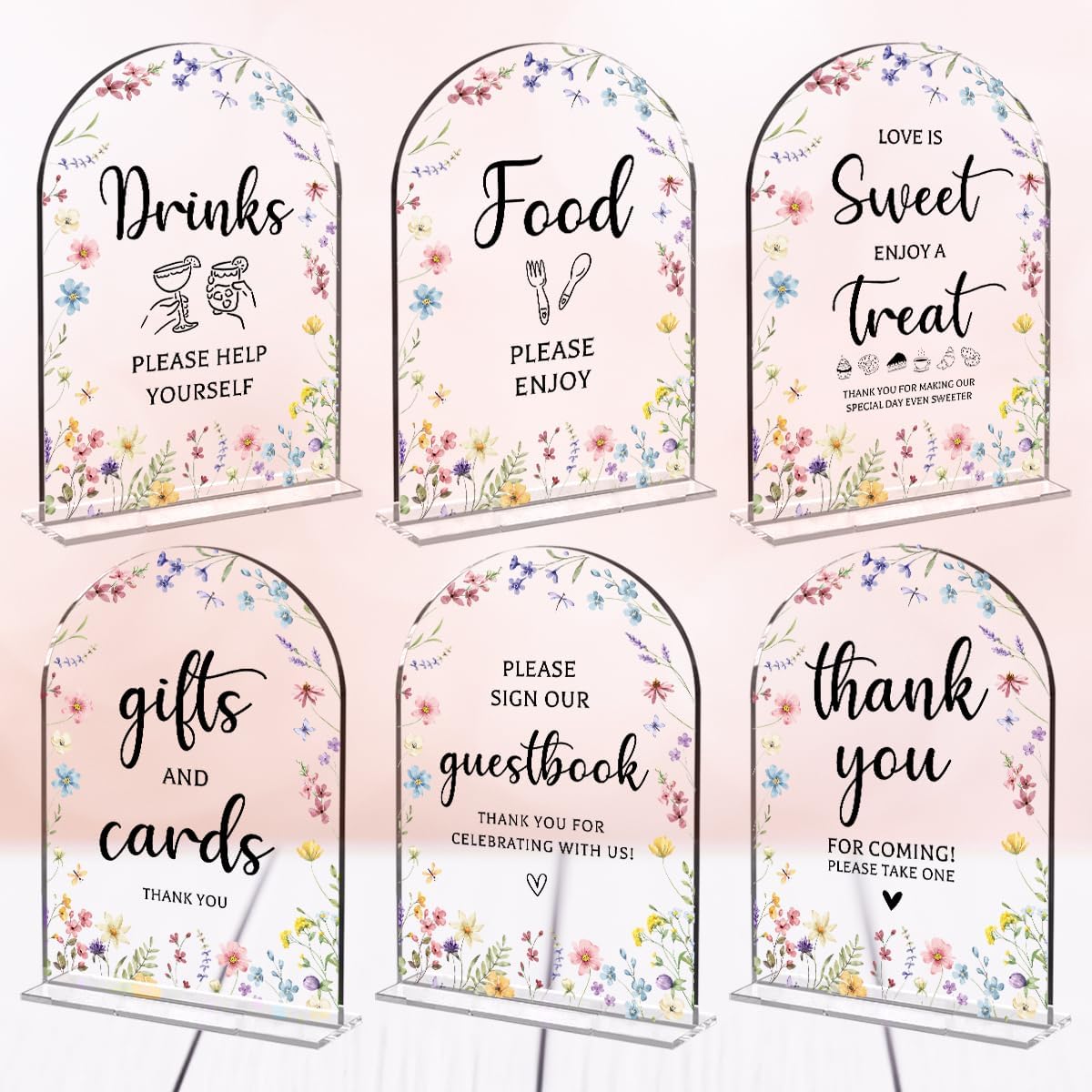6 Pcs Wedding Decor, Ceremony Sign, Wedding Sign for Reception & Event Party,Bridal Shower Decorations, Wedding Table Decor Accessories for Anniversary And Event 5x7 Inch