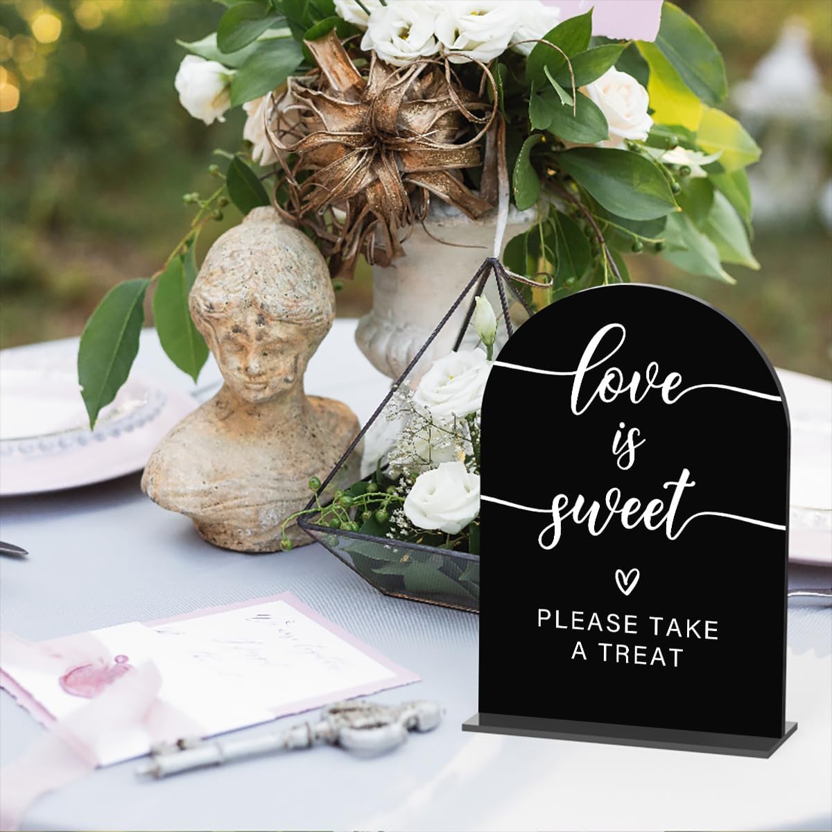 Acrylic Wedding Sign Love is Sweet Sign for Wedding Wedding Signs for Ceremony Modern Calligraphy Arch Acrylic Table Top Sign for Wedding Reception and Event Party Table(black）