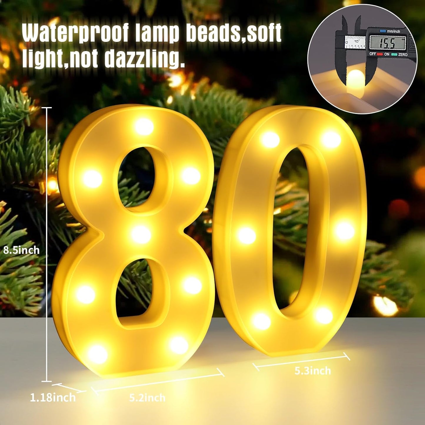 80th Birthday Decorations for Women Men,Happy 80 Birthday Decorations for Centerpieces Table,80 Light Up Numbers Sign Led for Party Backdrop Wall Decor for Wedding Anniversary Home