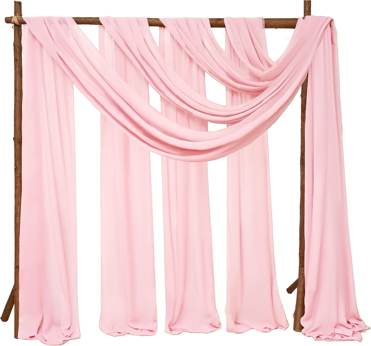 4 Panels Wedding Arch Draping Fabric 28" x 20Ft Wedding Arch Drapes Chiffon Fabric Drape Sheer Backdrop Curtain for Nuptials Birthday Party Swag Ceremony Arbor Drapery Reception Ceiling Decor(Pink)