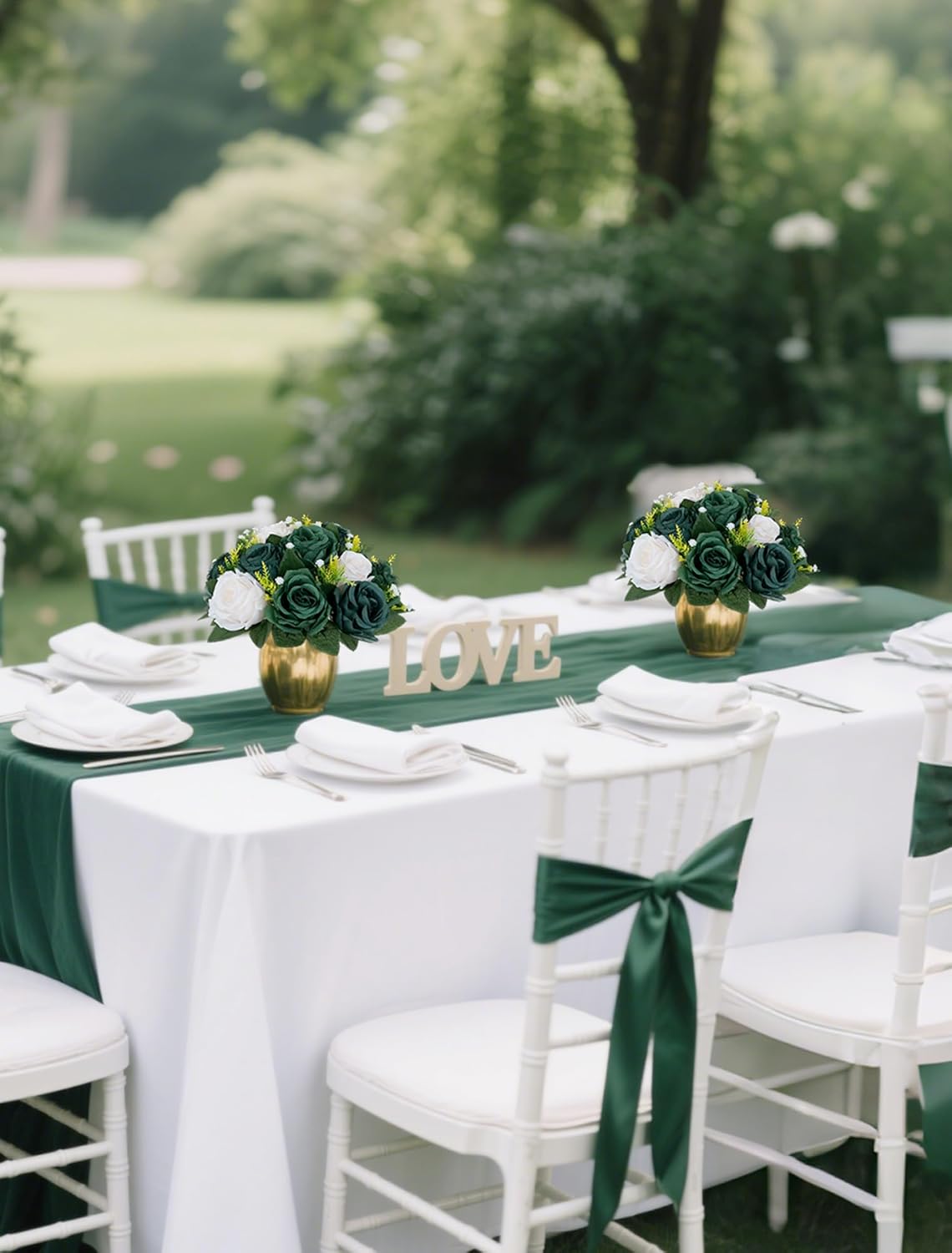 BLOSMON Green Flowers Rose Centerpieces: 6 Pcs Artificial Flower Balls for Wedding Dinning Table - Fake Silk Kissing Bouquet Floral Arrangement for Home Party Event Decor