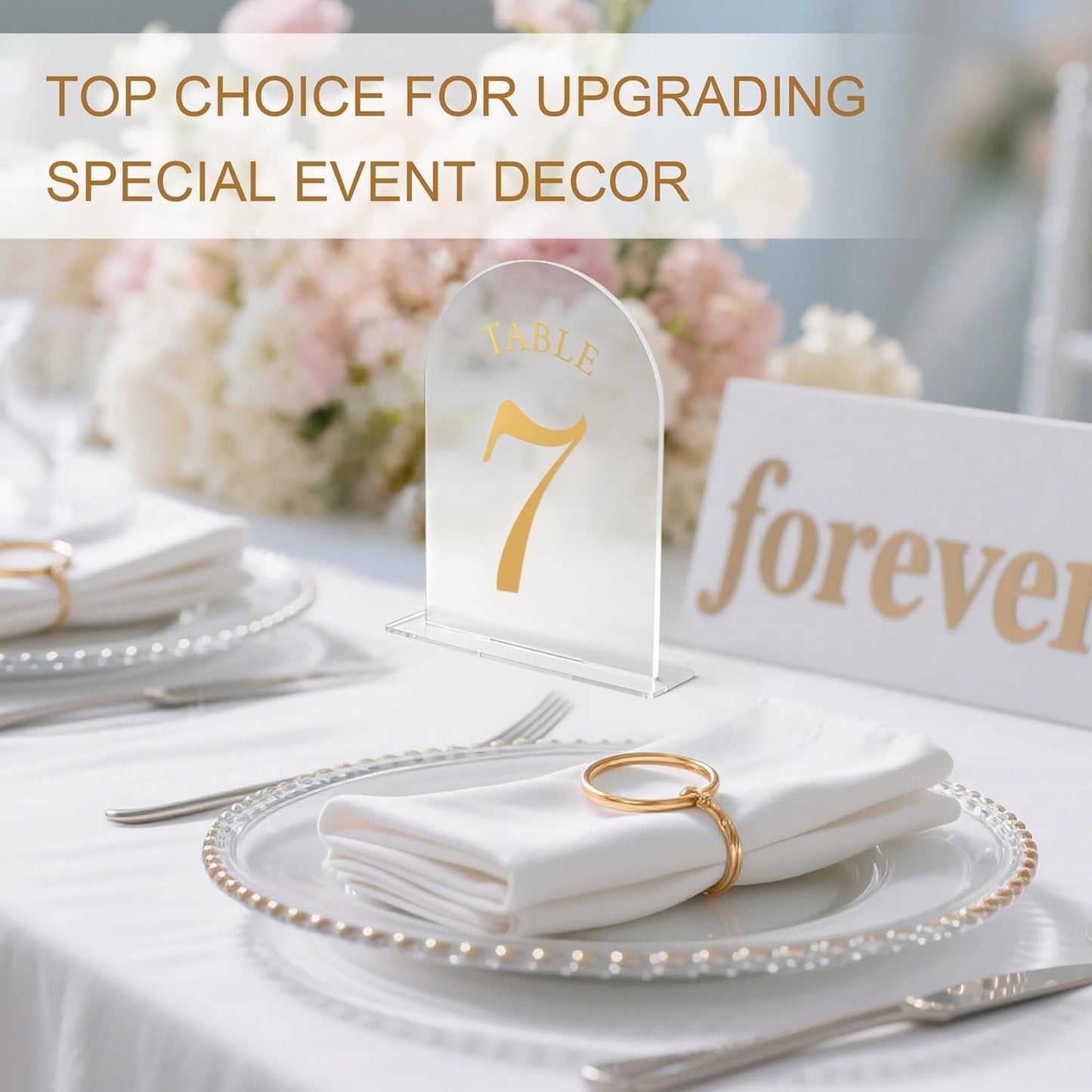 Wedding Table Numbers 1-30 Clear Acrylic Seating Number Signs for Weddings Reception Anniversary Party Decor Seat Number for Tables with Elegant Gold Lettering