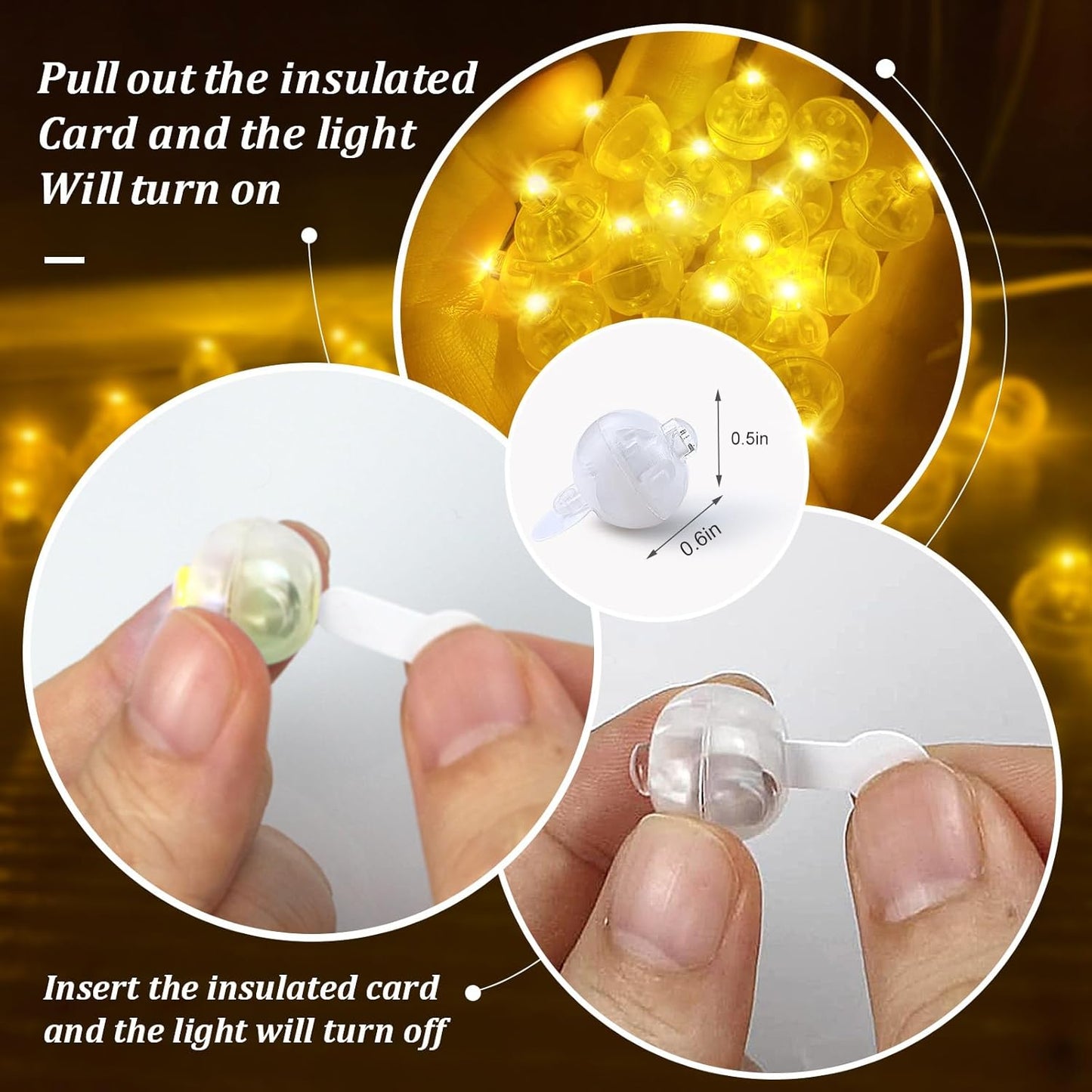 50pcs LED Yellow Balloon Light Mini Tiny LED Light, Small Round Led Ball Lamp for Paper Lantern Indoor Outdoor Fun Birthday Event Halloween Christmas Party Wedding Decoration Supplies