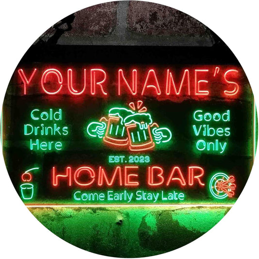 ADVPRO Personalized Your Name Custom Home Bar Beer Established Year Dual Color LED Neon Sign Green & Red 16 x 12 Inches st6s43-p1-tm-gr