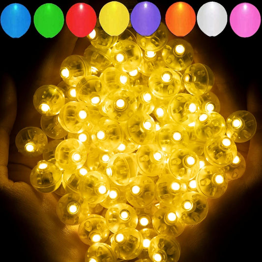 Aogist 200pcs Yellow Balloon Light,Long Standby Time Waterproof Mini Ball Light,Round LED Flash Lamp for Paper Lantern Balloon Party,Wedding,Birthday,Festival,New Year and Christmas Decorative