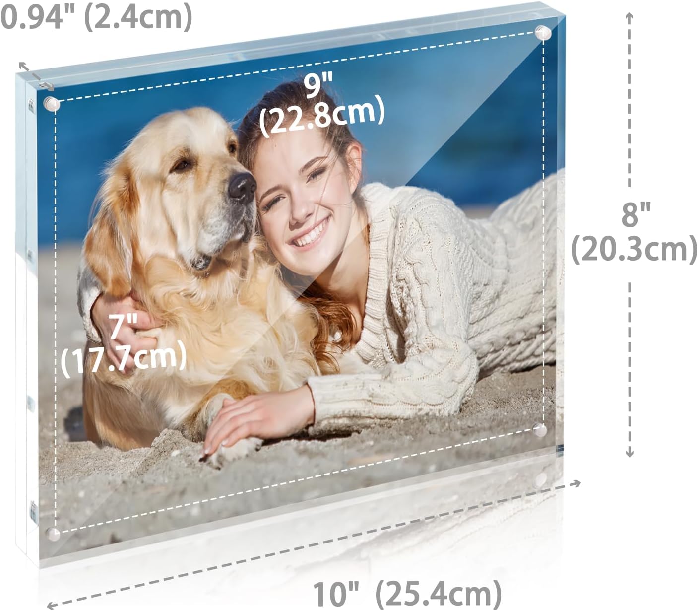 TWING Acrylic Picture Frame 8x10, 5 Pack 8x10 Magnetic Photo Frame 12+12 MM Thick 8 by 10 Picture Frames Clear Picture Frame Self Standing Double Sided Frame Gift Ideal