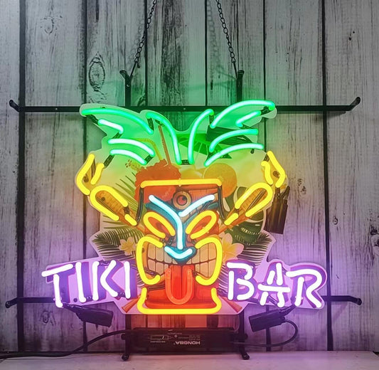 Palm Sign Tiki Bar Neon Signs Bar Bedroom Wall Decor Man Cave Home Pub Recreation Room Game Lights Windows Glass Wall Signs Party Birthday Bedroom Bedside Table Decoration Gifts 24 X 20 Inches