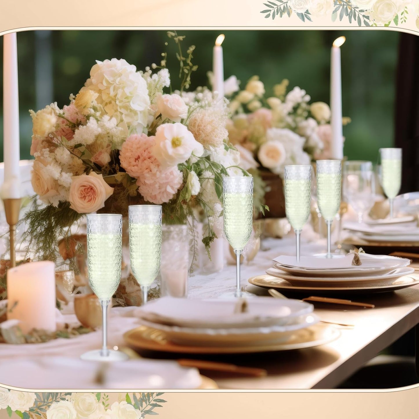 Remerry 24 Pack Detachable Plastic Champagne Flutes 5.5 oz Champagne Glasses Bulk Disposable Mimosa Glasses Reusable Wine Cups for Wedding Toasting Baby Shower Birthday Party New Years (Clear)