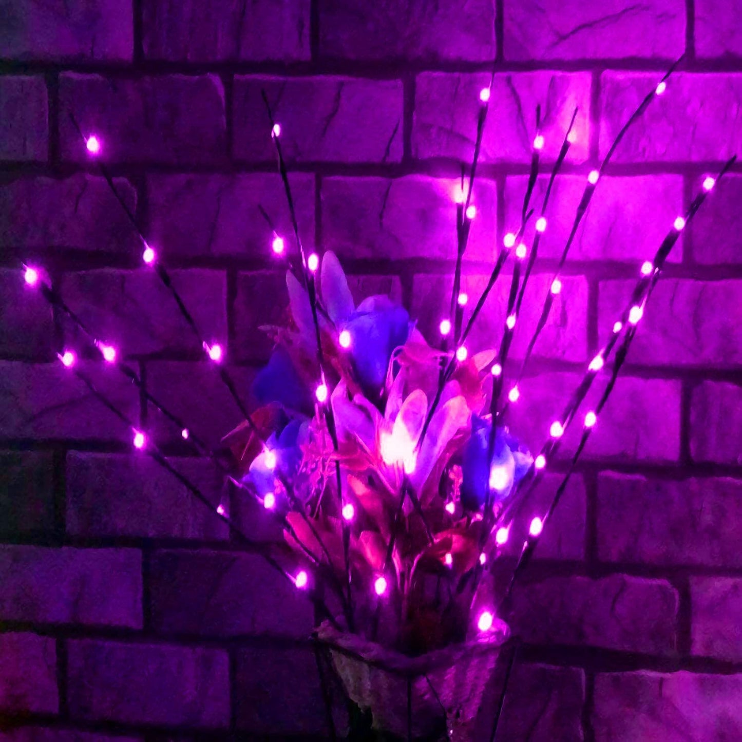 MENCH Branch Lights,3 Pcs Twig Light USB&Battery Powered 8 Flashing Modes by Remote Control.Branch Lights for Indoor, Light Up Decorations for Halloween Day and Christmas,Purple