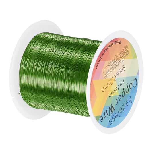 0.2mm Jewelry Wire, 32 Gauge 328FT Craft Wire Copper Beading Wire for Jewelry Making/Planting/Weaving/DIY Crafting, Soft Metal Wires [100M, Green]