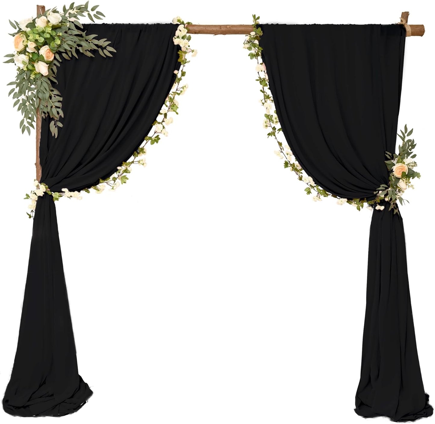 4 Panels Wedding Arch Draping Fabric 28 x 20Ft Chiffon Wedding Arch Drapes Chiffon Fabric Drape Sheer Backdrop Curtain for Weddings Party Ceremony Birthday Reception Swag Backdrop Ceiling Décor(Black)