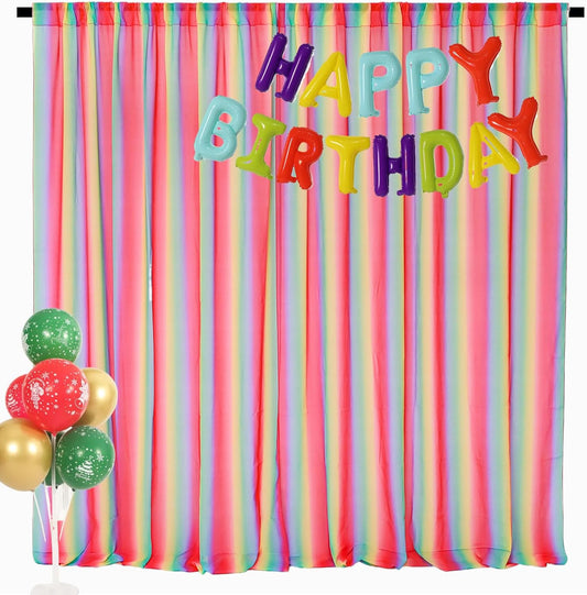 DUOBAO Rainbow Sheer Chiffon Curtains - Premium Fabric Drapes for Wedding Backdrop, Party Decor, Living Room -10x10ft 2 Panels(58" x120)