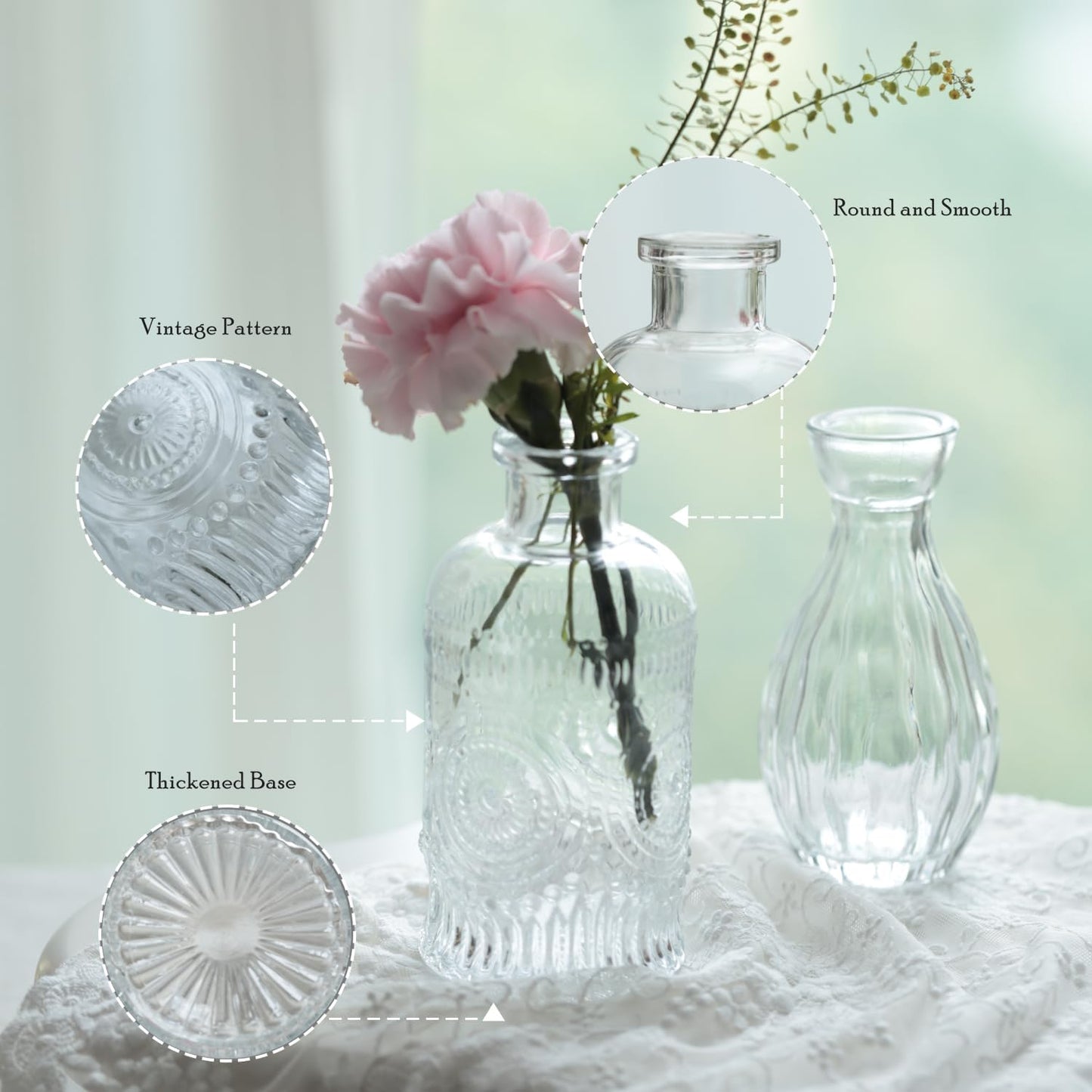 Bud Vases Set of 36,Small Vases for Centerpieces, Glass Bud Vase in Bulk, Mini Vintage Flowers Vase for Wedding, Home Table Decor,Christmas,Party Decoration,Clear