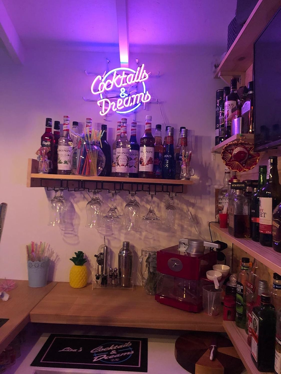 COCKTAILS AND DREAMS Real Glass Neon Light Sign Home Beer Bar Pub Recreation Room Game Room Windows Garage Wall store Sign (17"x14" Large)