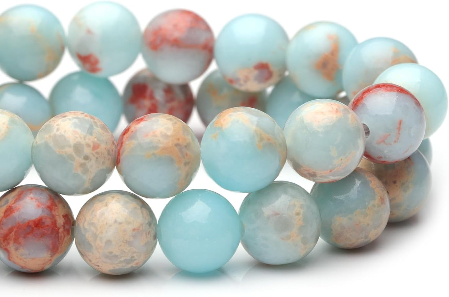8mm Natural Stone Beads for Jewelry Making,Sky Blue Jasper Polished Smooth Round Gemstone Beads for Bracelet Necklace 15 Inch
