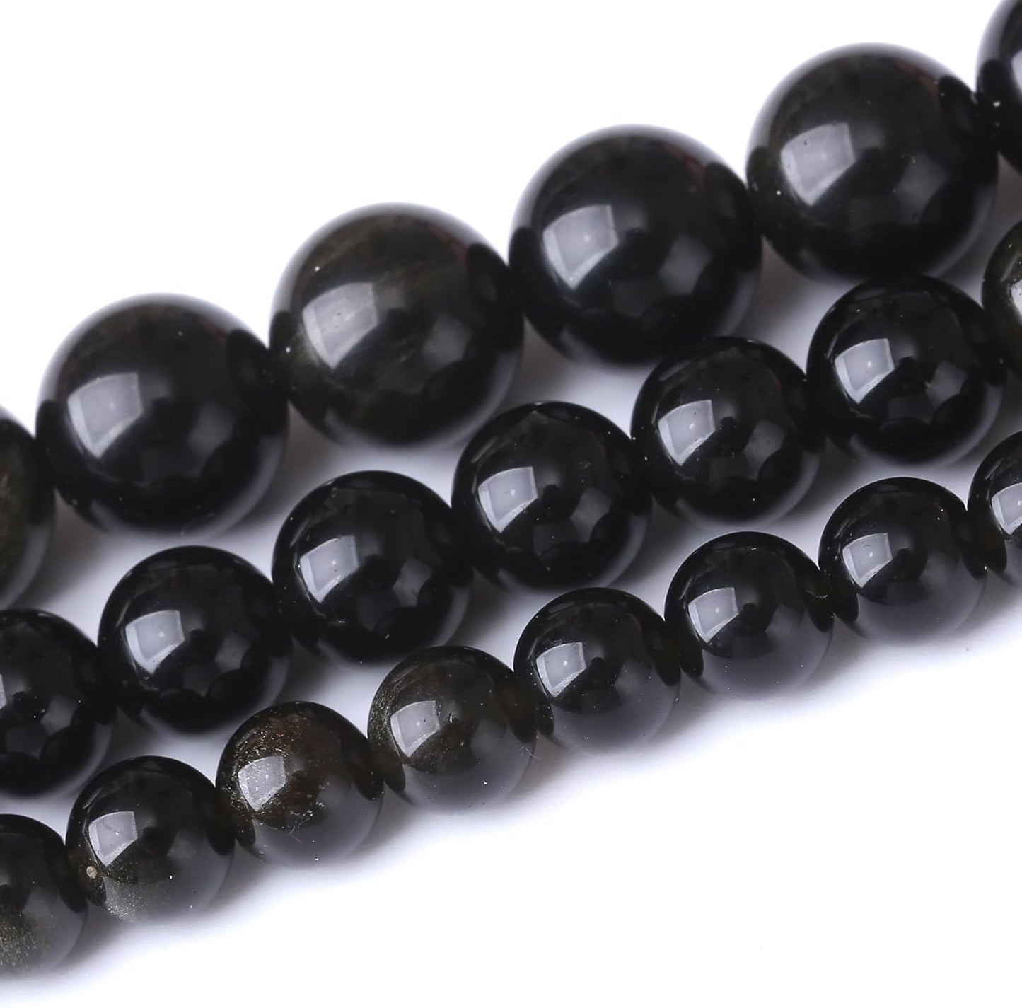 Gold Obsidian Stone Beads for Jewelry Making DIY Craft Gemstone Beads Kit (6mm, 60pcs) Cosmic Crystal Pebbles for Bracelets, Necklaces, Home Decor