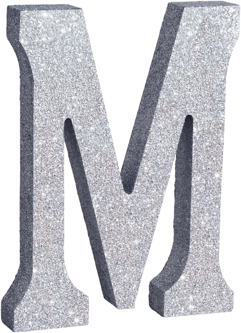TONIFUL 8 Inch Silver Glitter Letter M Table Centerpiece A-Z Silver Birthday Party Decorations,Silver Alphabet M for Birthday,Chrismas,Graduation,Bridal Shower,Wedding,Anniversary Party Supplies