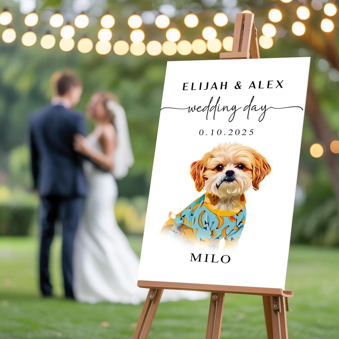 Custom Watercolor Pet Wedding Welcome Sign, Personalized Dog Cat Welcome To Our Wedding Signage Drawing, Custom Gifts for Weddings, Christmas, Engagement Party, Anniversary