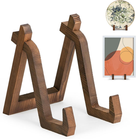 Plate Display Stand, 8 Inch Plate Holder for Displaying, Decorative Picture Frame Dish Photo Plaque Platter Wood Stand