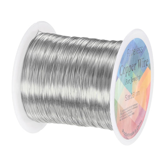 0.3mm Jewelry Wire, 28 Gauge 328FT Craft Wire Copper Beading Wire for Jewelry Making/Planting/Weaving/DIY Crafting, Soft Metal Wires [100M, Silver White]