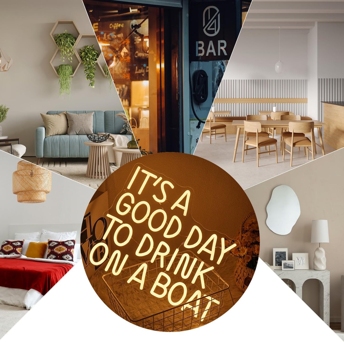 It's A Good Day To Drink On A Boat Neon Sign, Boat Drink Neon light, Bar Art Wall Warm White LED Light Up Sign for Home Bar Club Party Restaurant