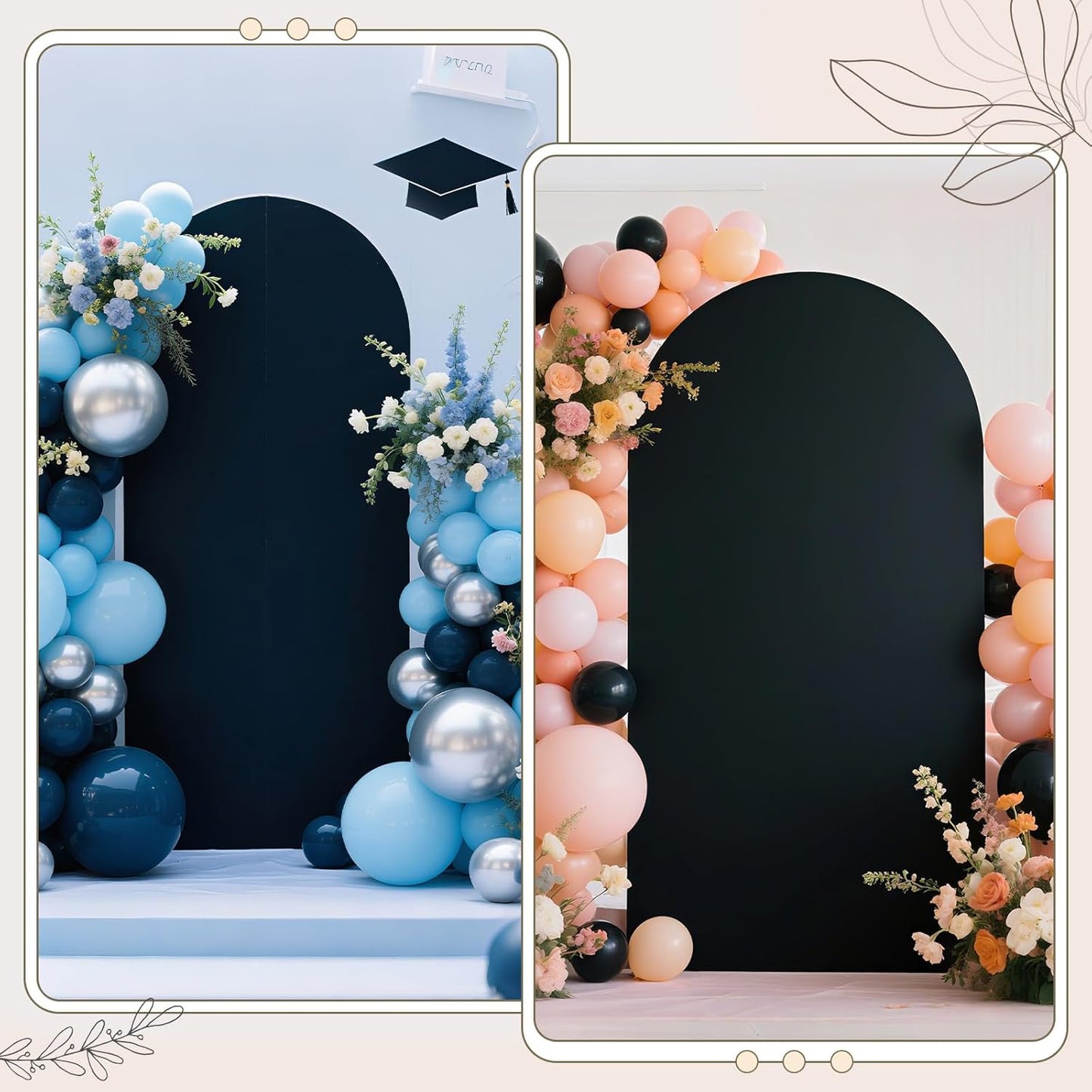 Ledido Wedding Arch Backdrop Cover 6FT Arch Covers Fitted Stretchy Spandex Round Top Stand Backdrop Cover for Wedding Banquet Ceremony Birthday Party Baby Shower Event Decoration,Black