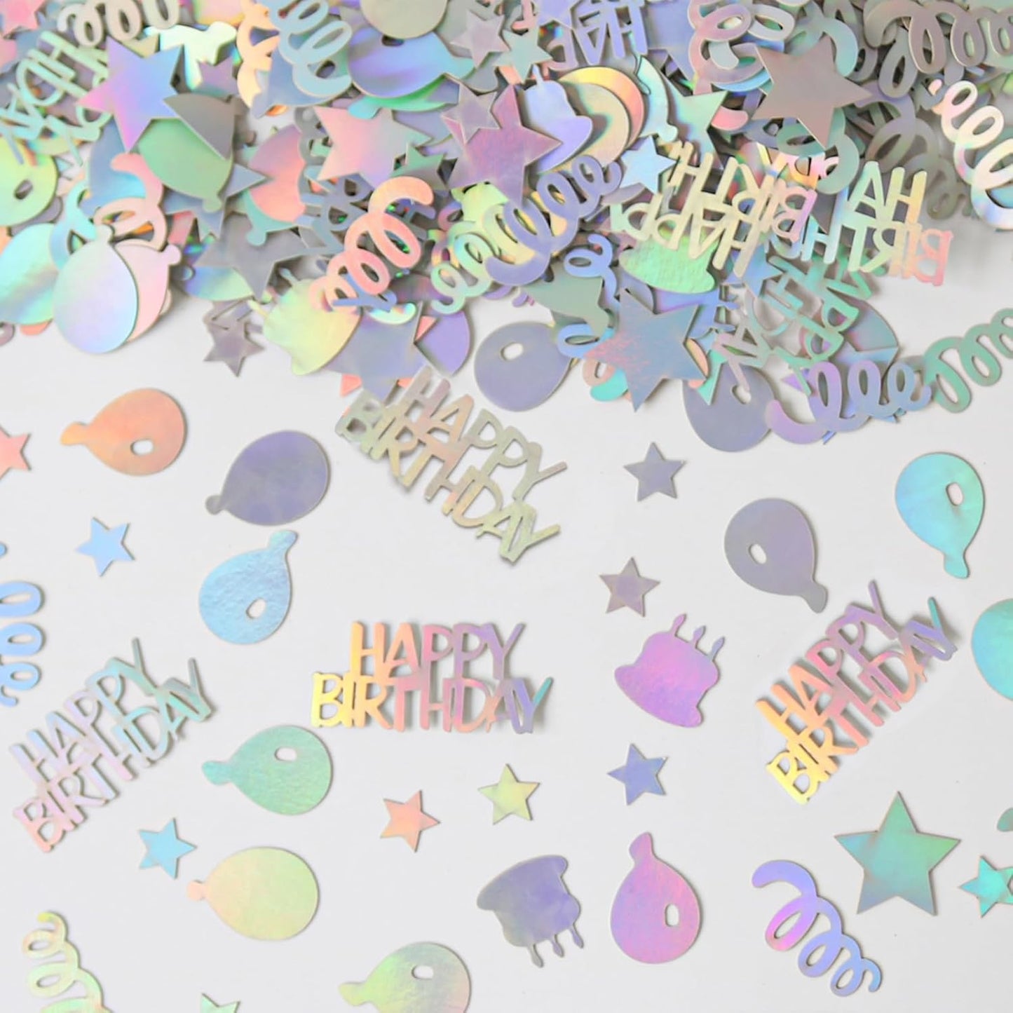 Happy Birthday Confetti for Table Iridescent Balloon Star Shaped Table Scatter Suitable for Disco Themed Birthday/Anniversary Party Decorations