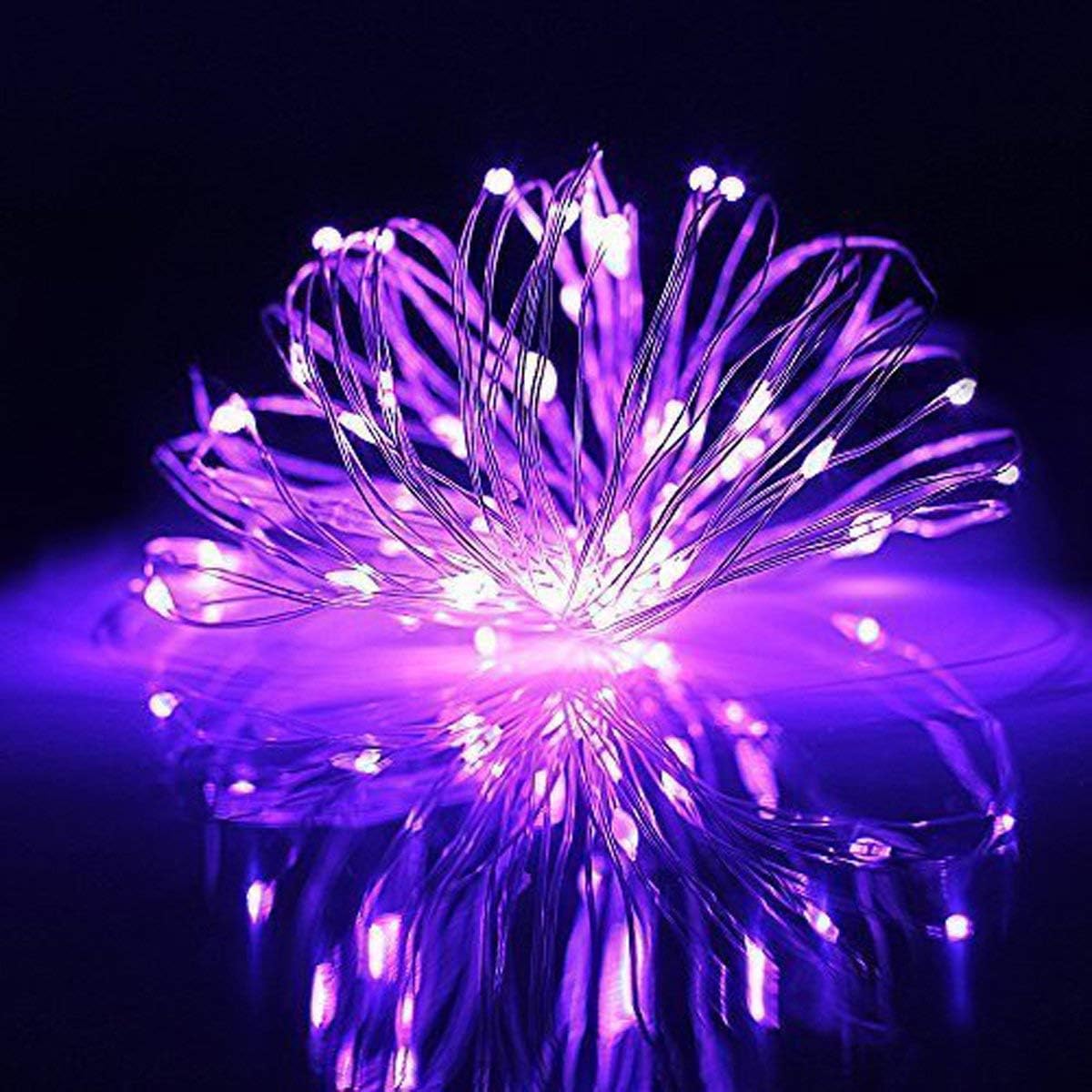 Twinkle Fairy Lights Battery Operated 3 Modes with Timer Firefly Lights 20 LED on 7.2 feet Silvery Copper Wire for DIY Wedding Party Christmas Halloween Centerpiece Decorations 15 Pack (Purple)
