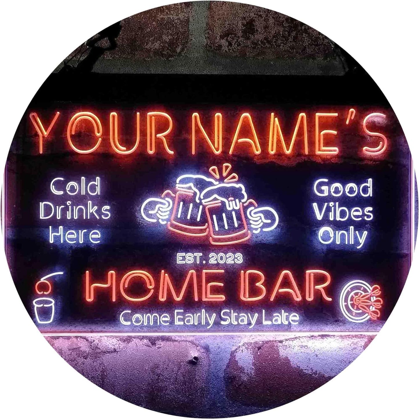 ADVPRO Personalized Your Name Custom Home Bar Beer Established Year Dual Color LED Neon Sign White & Orange 16 x 12 Inches st6s43-p1-tm-wo