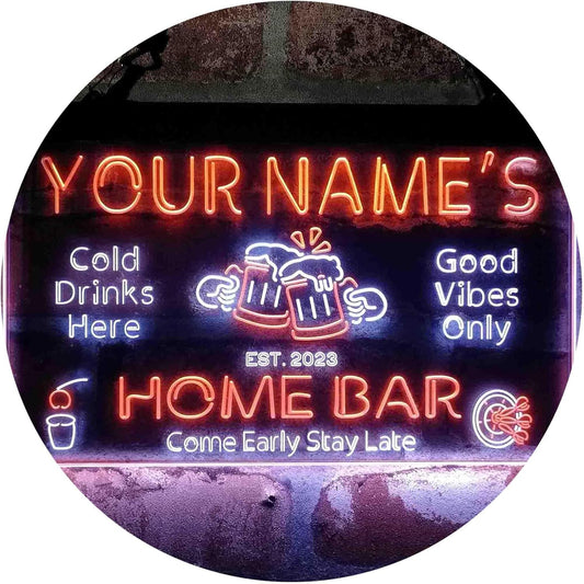 ADVPRO Personalized Your Name Custom Home Bar Beer Established Year Dual Color LED Neon Sign White & Orange 16 x 12 Inches st6s43-p1-tm-wo