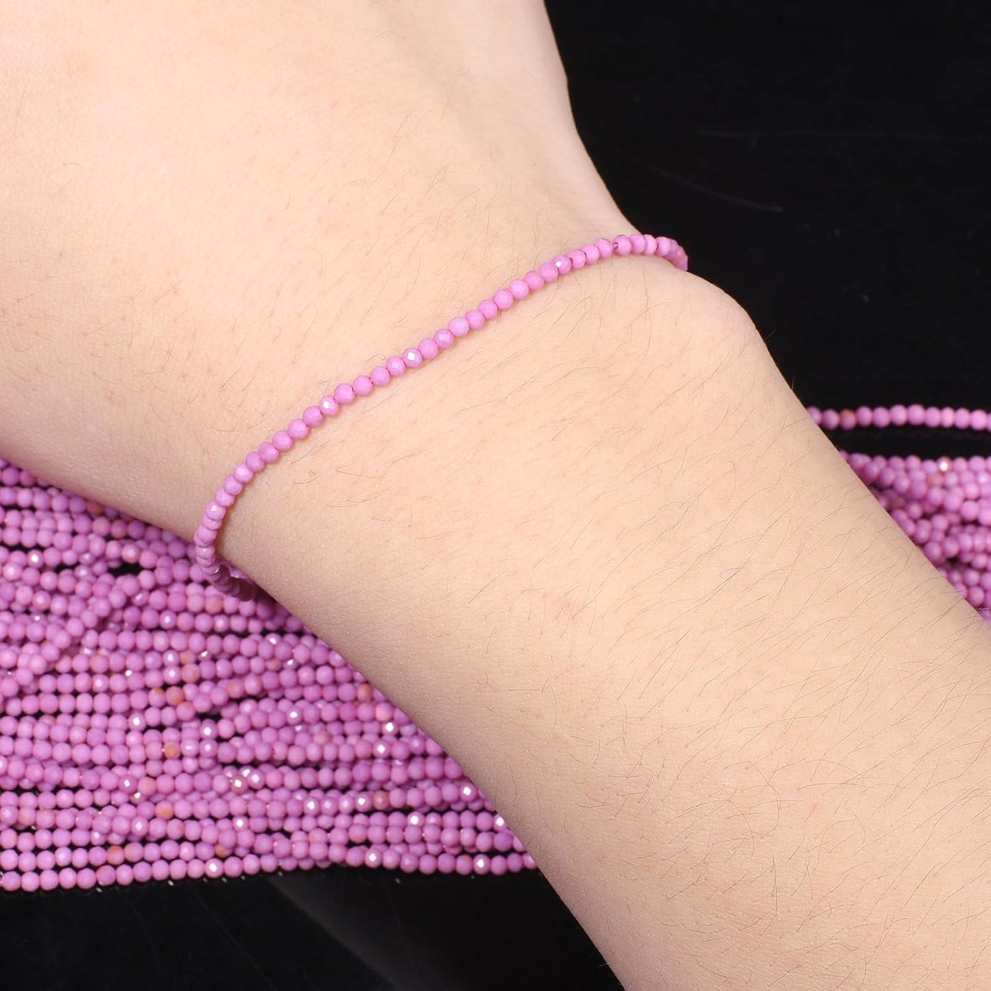 Song Xi 180pcs 2mm Natural Purple Mica Gemstone Beads Faceted Round Loose Stone Beads for Jewelry Making