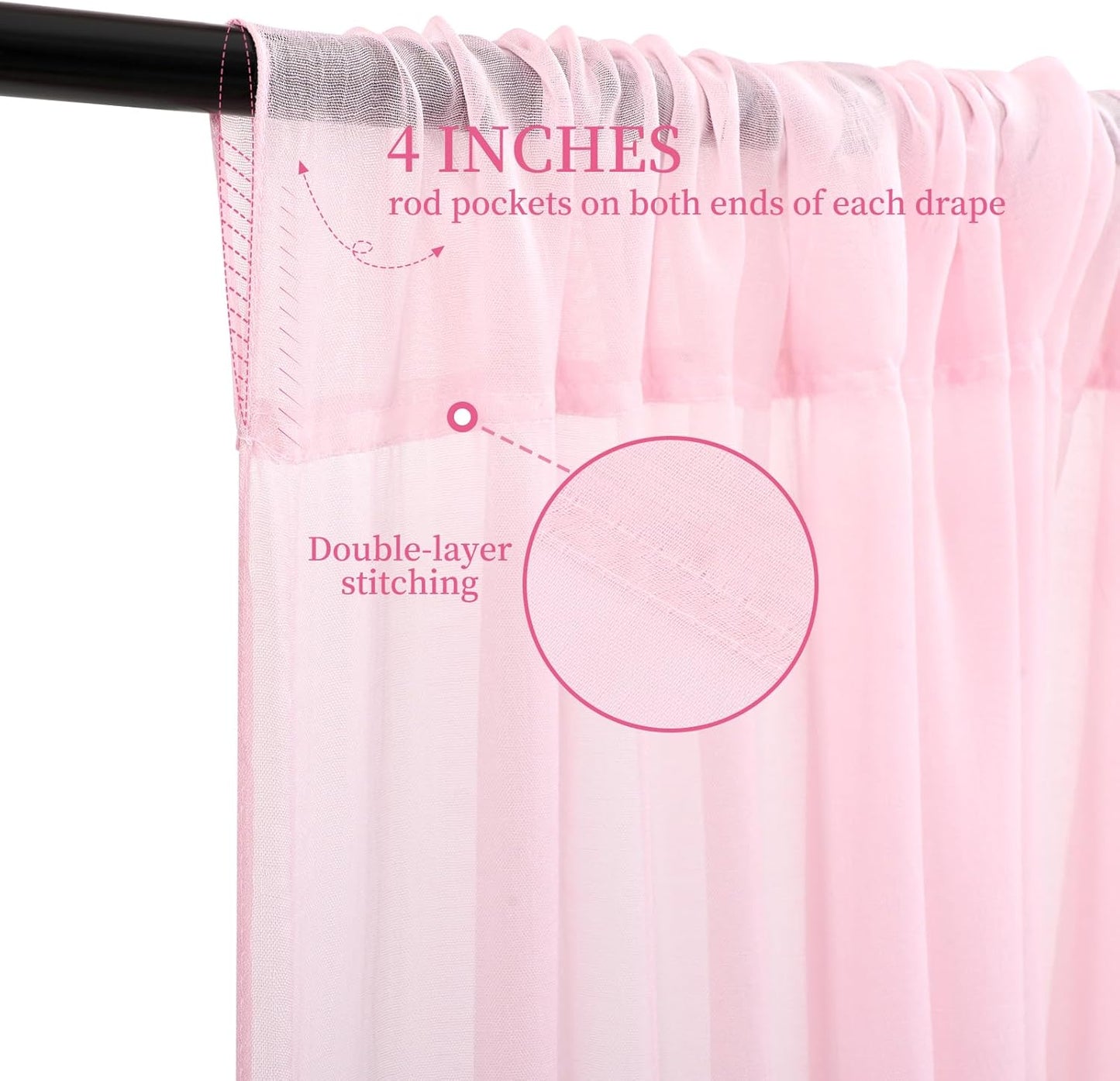 6 Panels Pink Ceiling Drapes for Wedding, 5ftx40ft Ceiling Drapes Cheesecloth Sheer Fabric Curtain Wedding Arch Draping Fabric Romantic Ceilings Decorations for Weddings Party Ceremony Stage