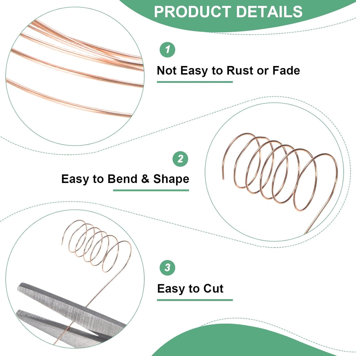 2-Rolls 0.2mm Jewelry Wire, 32 Gauge 328FT Craft Wire Copper Beading Wire for Jewelry Making/Planting/Weaving/DIY Crafting, Soft Metal Wires [100M, Copper Tone]