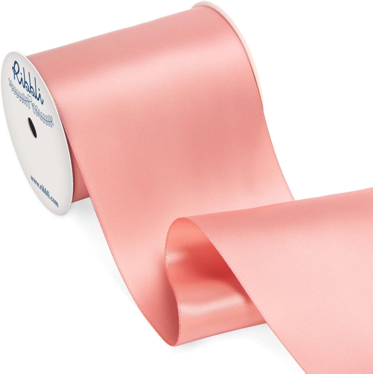 Ribbli Rose Gold Satin Ribbon 4 Inch Wide Rose Gold Ribbon for Wedding Chair Sash Grand Opening Ceremony Big Bows Gift Wrapping Floral Crafts Cake Decor-Double Faced Satin Continuous 10 Yards