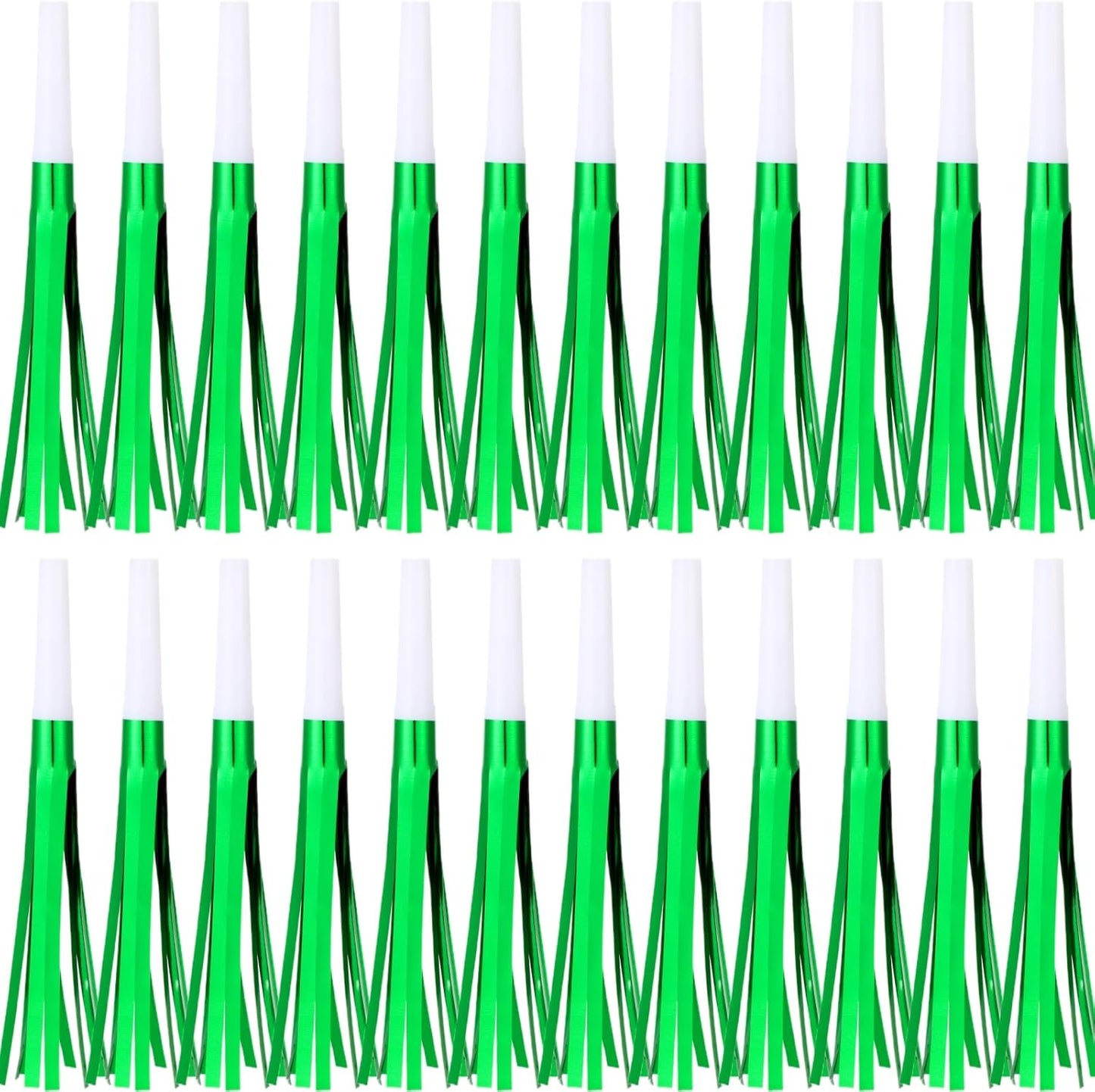 Metallic Fringed Noise Makers, for Noise Makers Party Favors, New Year Party, Baby Shower, Kids Birthday, 24 Pcs, Green