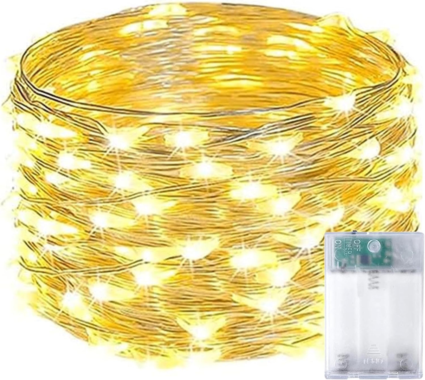 1-Pack Fairy Lights Battery Operated with Timer, Waterproof 16FT 50 LED String Lights Indoor Outdoor, Cuttable Starry Fairy Lights for Christmas Home Bedroom Wedding DIY Centerpiece Decor (Warm White)