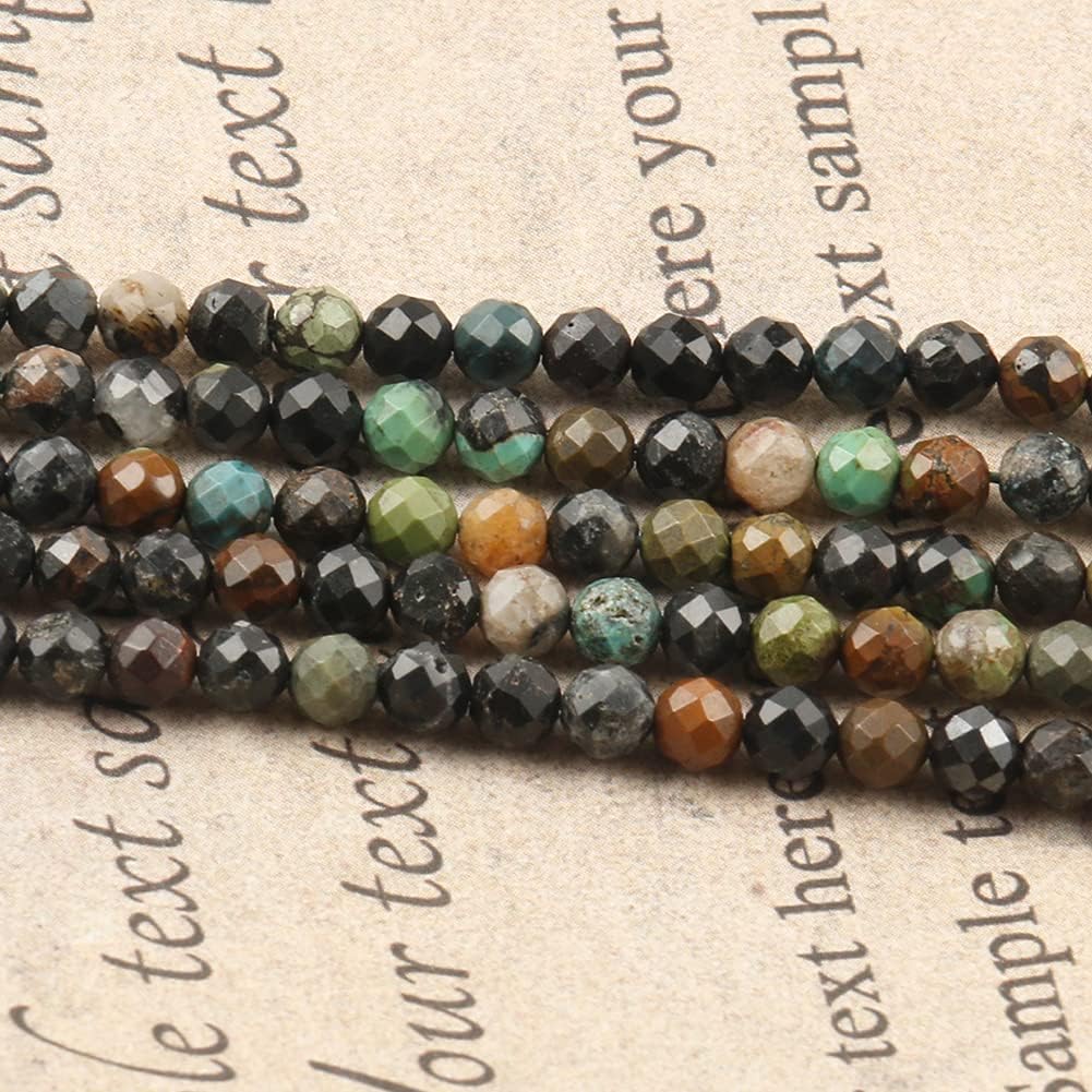 Song Xi 120pcs 3mm Natural African Turquoise Gemstone Beads Faceted Round Loose Stone Beads for Jewelry Making