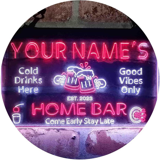 ADVPRO Personalized Your Name Custom Home Bar Beer Established Year Dual Color LED Neon Sign White & Red 16 x 12 Inches st6s43-p1-tm-wr