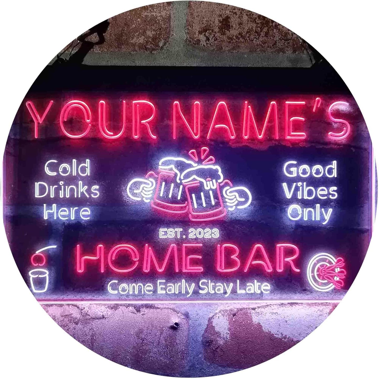 ADVPRO Personalized Your Name Custom Home Bar Beer Established Year Dual Color LED Neon Sign White & Red 12 x 8.5 Inches st6s32-p1-tm-wr