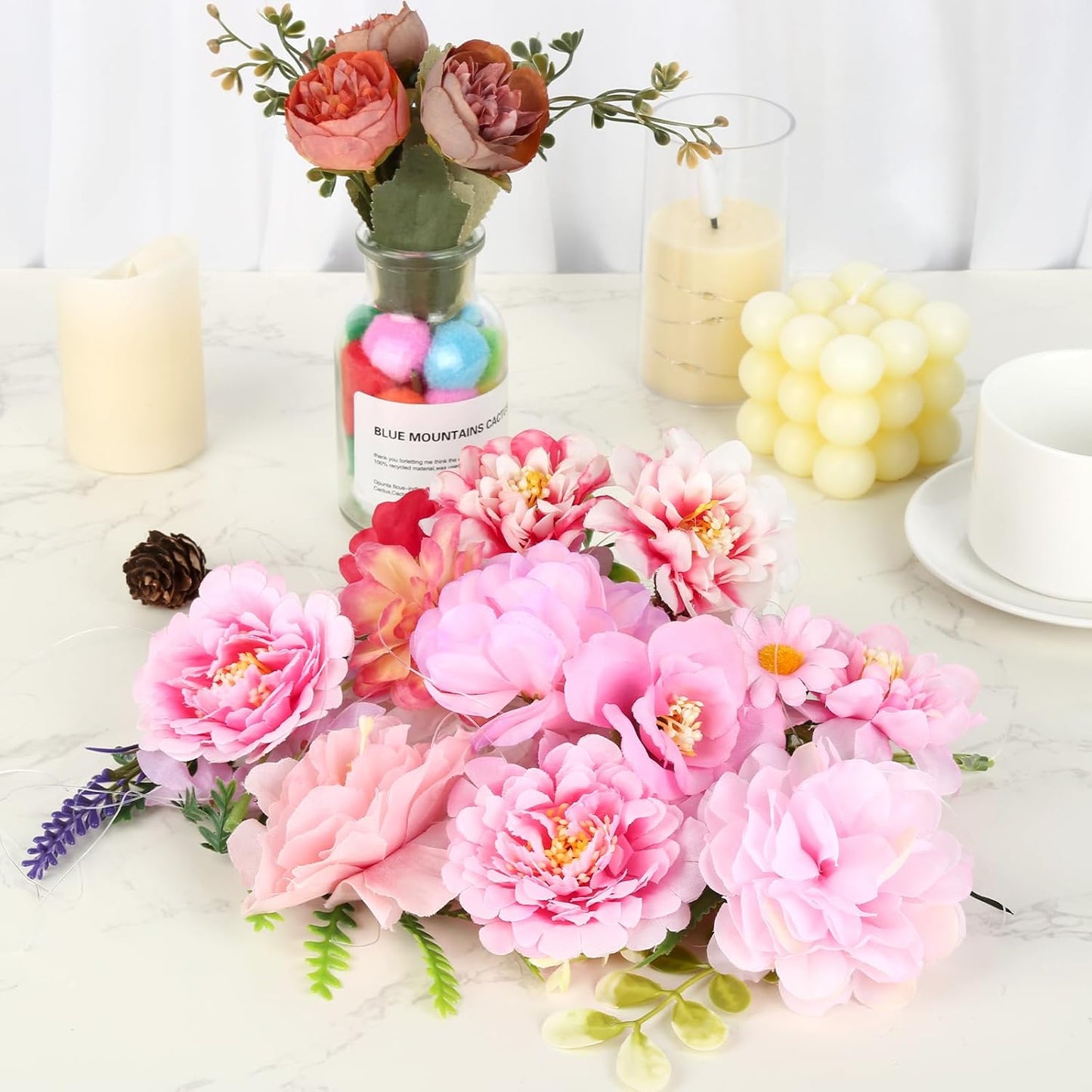 6 PCS 35.4 ft Artificial Hanging Flower Garland, Floral Vines Hanging Flowers for Decoration with Hooks, Wildflower Garland for Wedding Party Background, Birthday, Baby Shower, Home, Garden