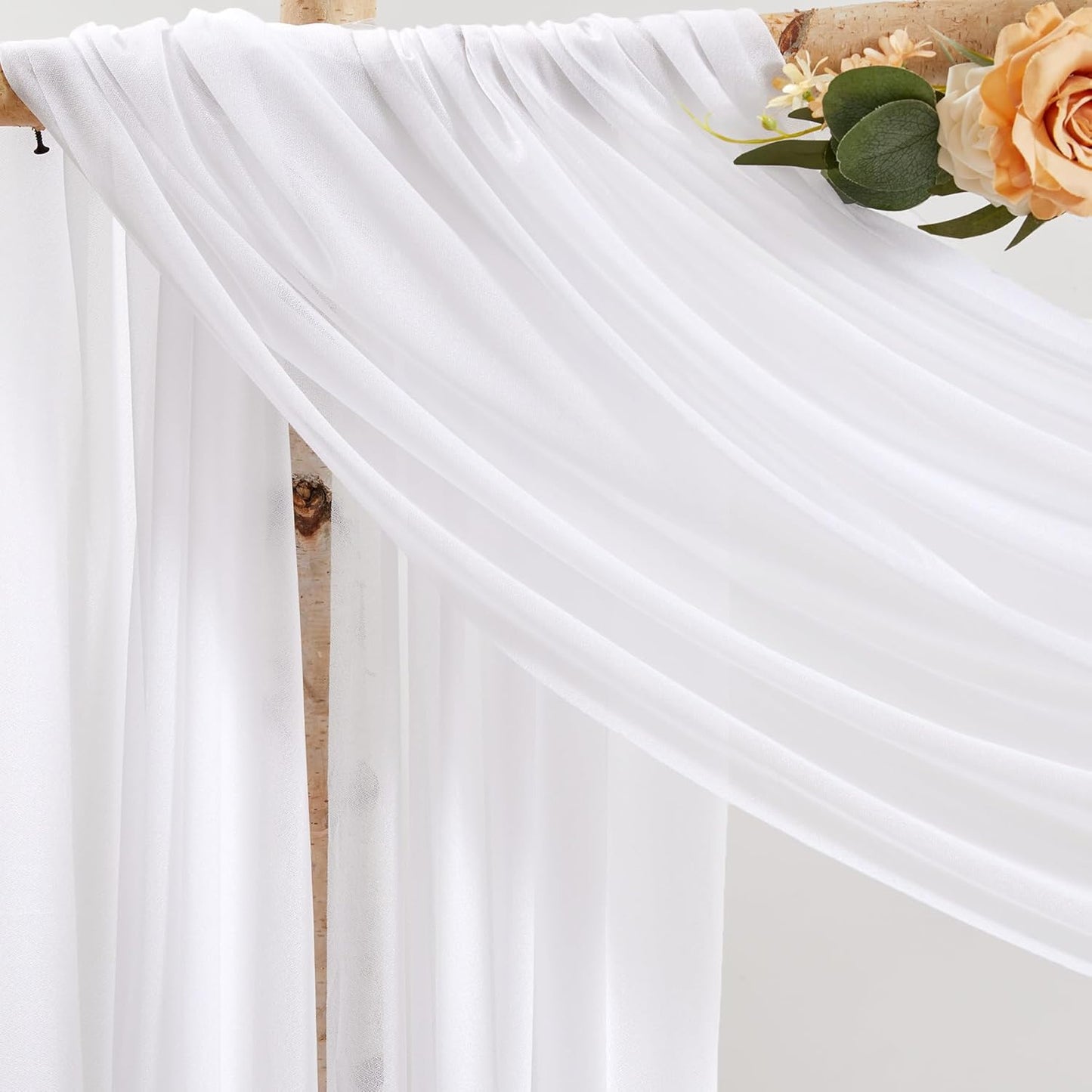 Wedding Arch Draping Fabric 1 Panel 30" X 20FT Sheer Arch Drapes Fabric White Backdrop Curtains for Wedding Arbor Ceremony Birthday Party