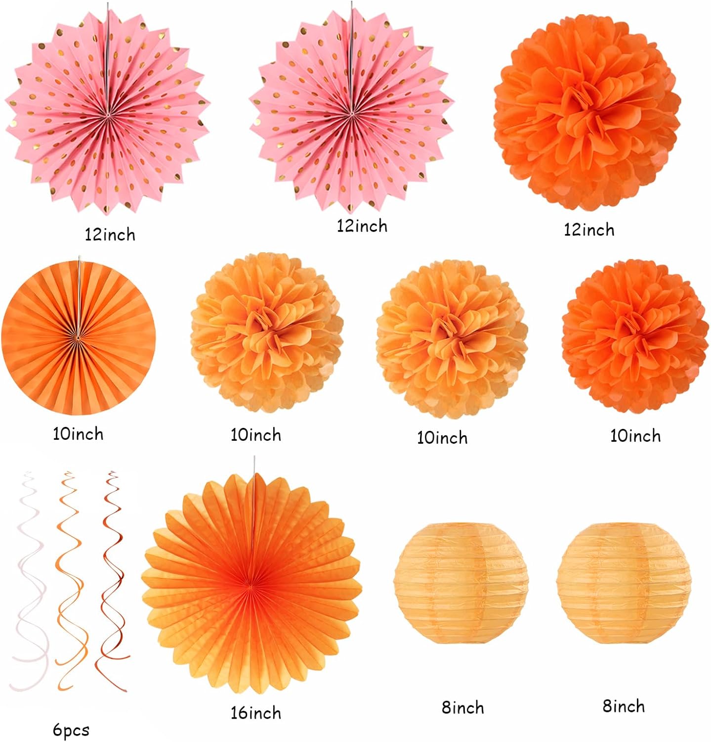 Fall-Boho Pink-Orange Thanksgiving Party-Decorations - 33pcs Autumn Friendsgiving Banner,Streamers Tassel Garland,Birthday Tissue Pom Poms, Paper Lantern Fans,Baby Bridal Shower Hanging Decor Hugtmr