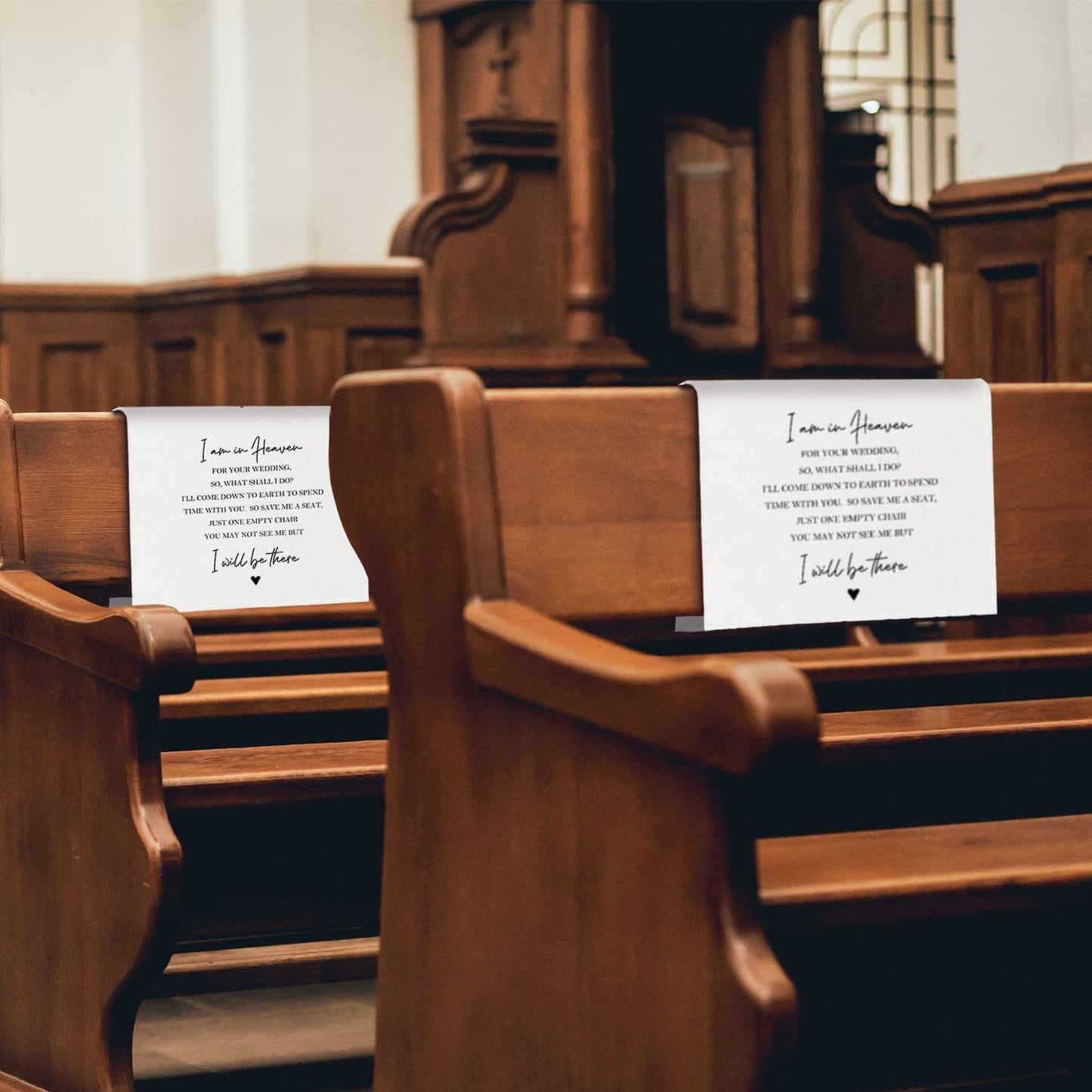 In Loving Memory Wedding Sign, I Am in Heaven for Your Reserved Chair Sign Pew Cloths Seating Placeholder, Wedding Decorations for Reception Celebrations Event (2 Pcs)