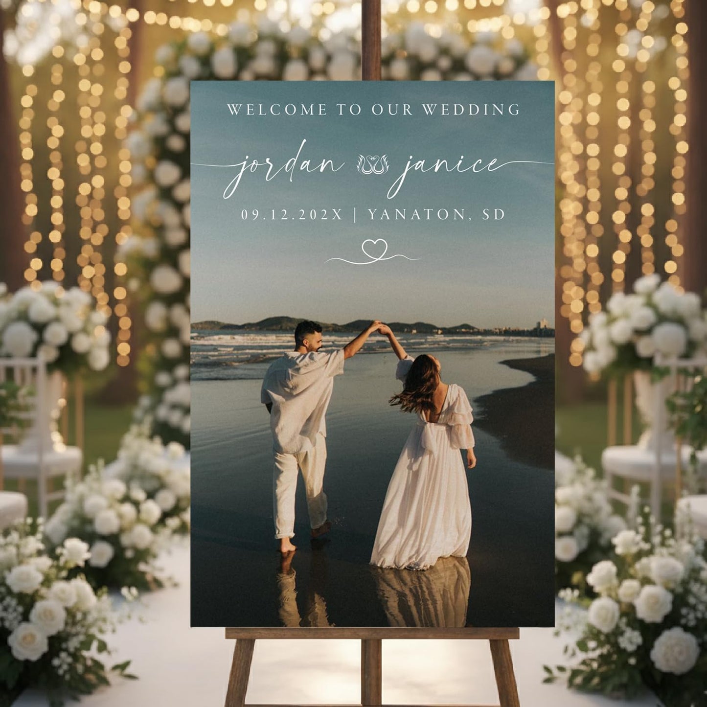 Personalized Wedding Photo Acrylic Welcome Sign – Custom Picture Board with Bride & Groom Names, Elegant Acrylic Wedding Reception Entrance or Ceremony Decoration, Indoor & Outdoor Keepsake Gift #11