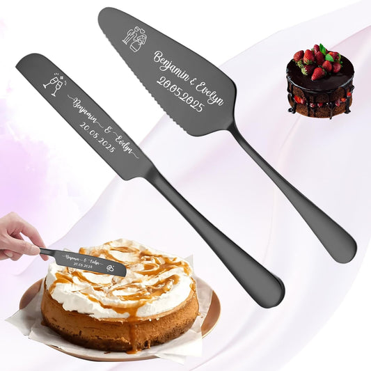 Custom Wedding Cake Knife and Server Set,Personalised Cake Serving Kit,Engraved Cake Cutting Set for Wedding,Personalized Gift for Anniversary, Valentine's Day Birthday or Christmas