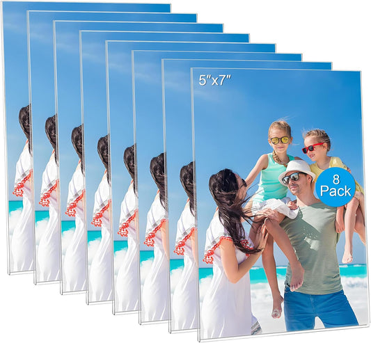 8 Pack Magnetic Picture Frames for Refrigerator, 5x7 Magnetic Photo Holders for Fridge, Acrylic Magnetic Picture Frame for Displaying Frames,Children Artworks