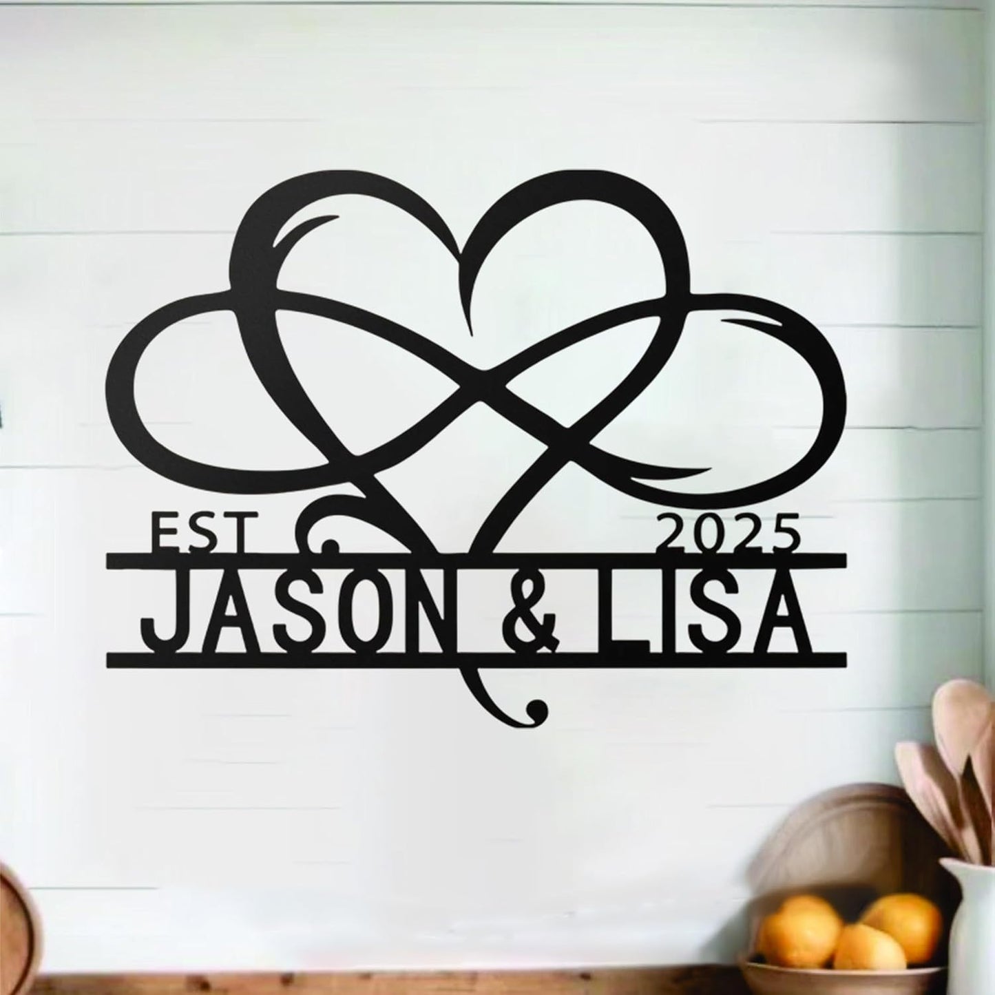 NAZENTI Personalized Metal Couple Sign Gift, Wedding Gift, Family Name Sign, Outdoor Name, Anniversary, Home Decor, Front Door