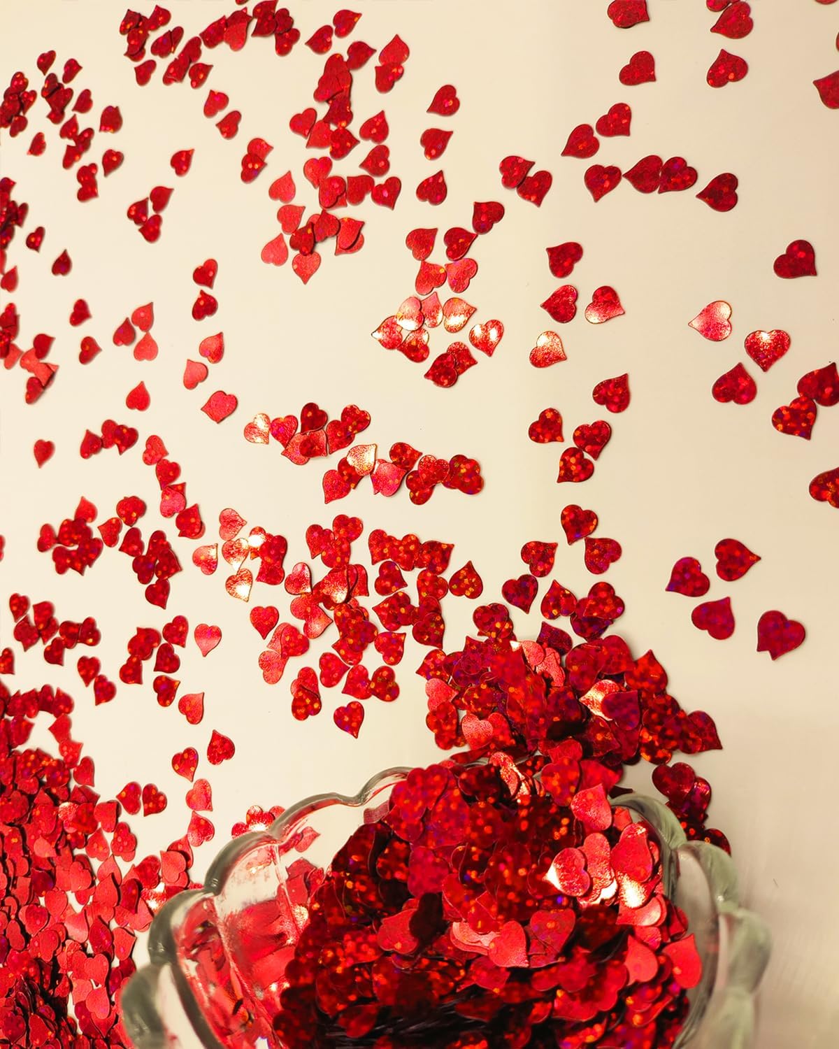 Heart Confetti Bulk - Glitter Hearts Shaped Sprinkles for Weddings, Valentines Day Decorations, Photo Shoots, Envelope Stuffing, Party Supplies & Memory Keepsakes (Red)