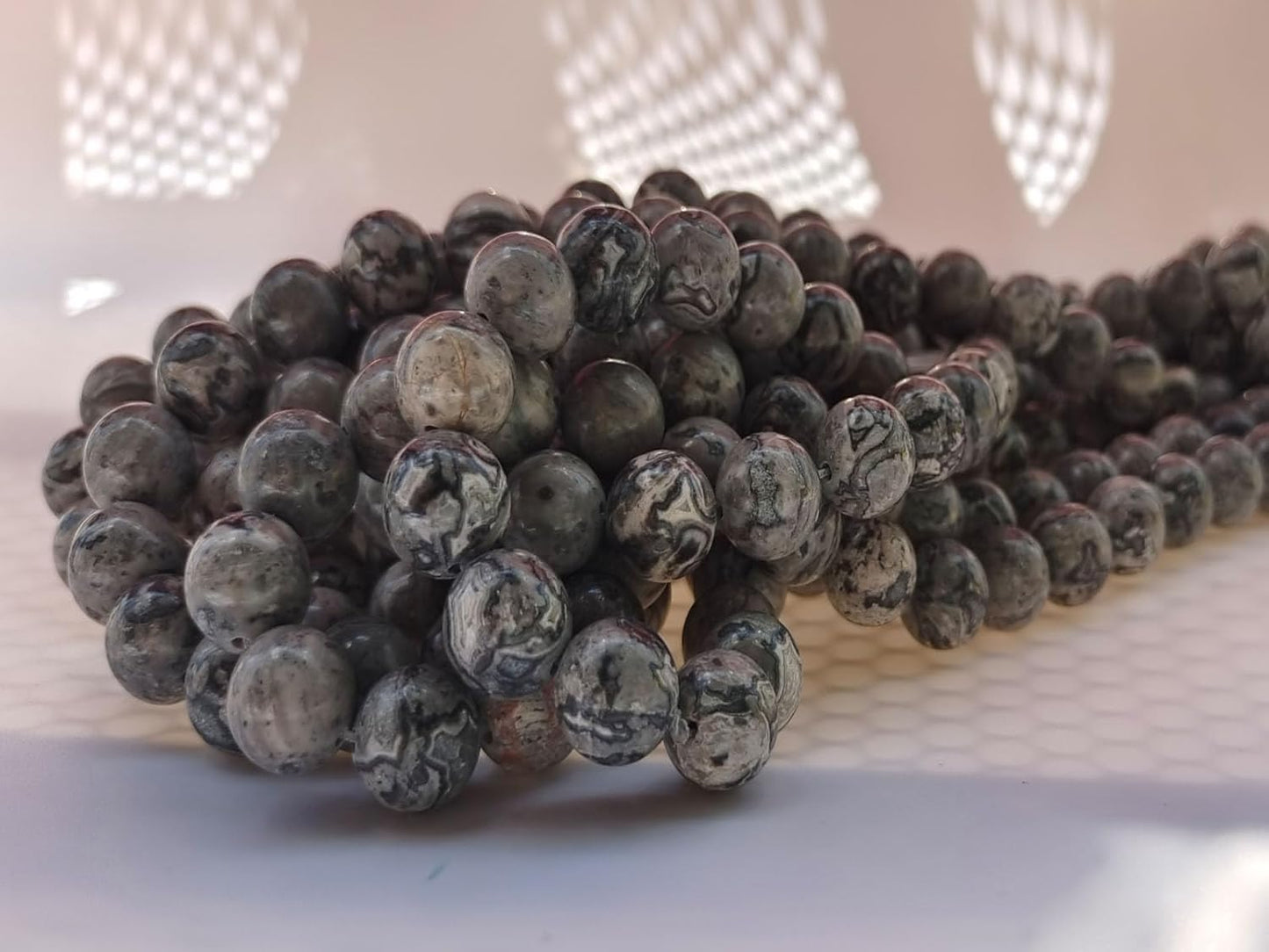 Stone Beads 10mm 60pcs Map Jasper Beads Round Loose Gemstones Beads for Bracelet Necklace Jewelry Making (10mm, 61012 Map Jasper)